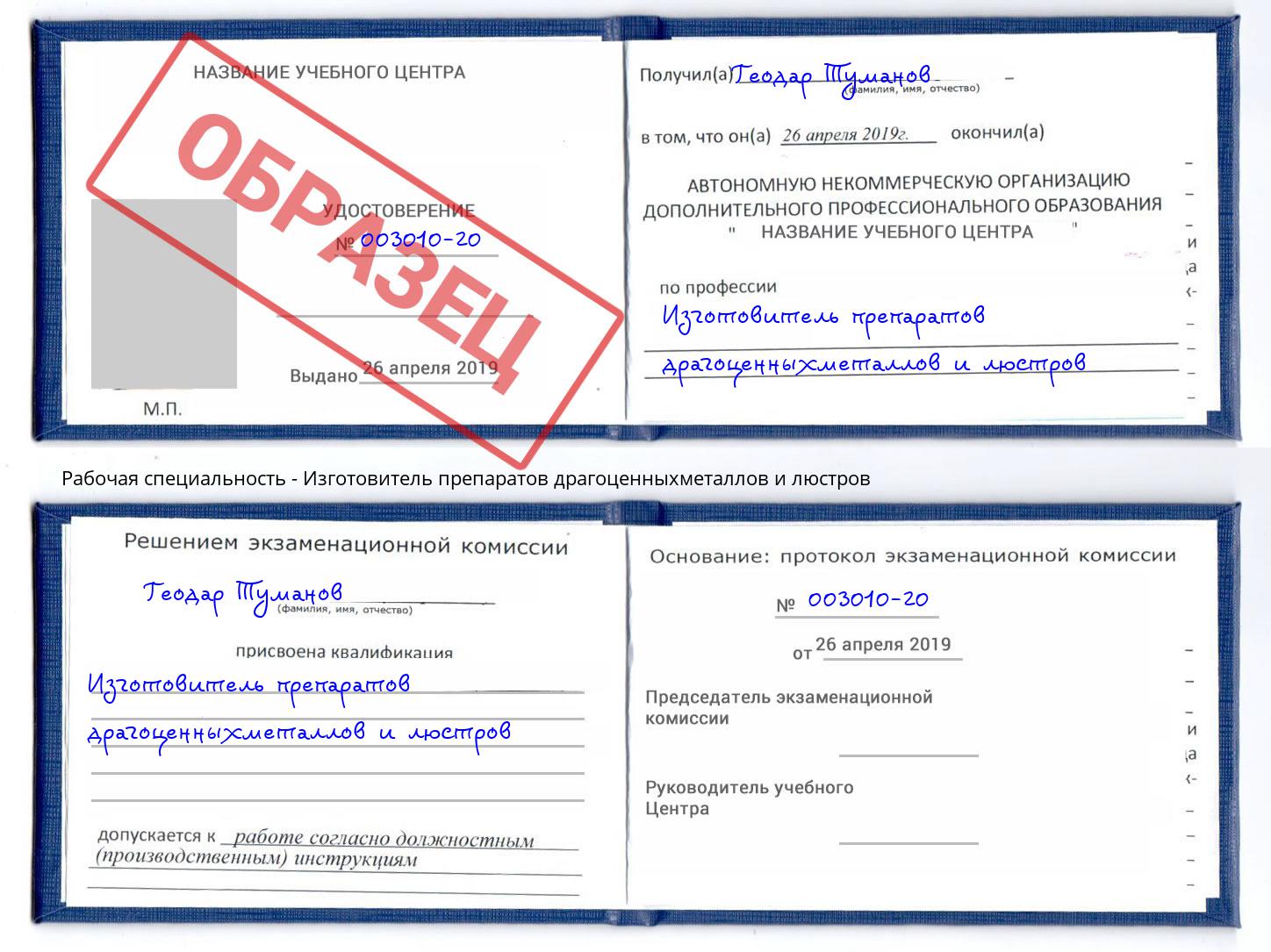 Изготовитель препаратов драгоценныхметаллов и люстров Балахна
