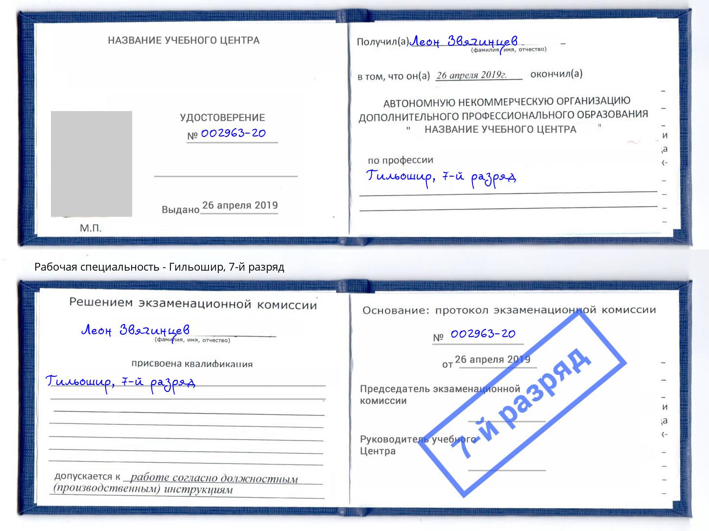 корочка 7-й разряд Гильошир Балахна