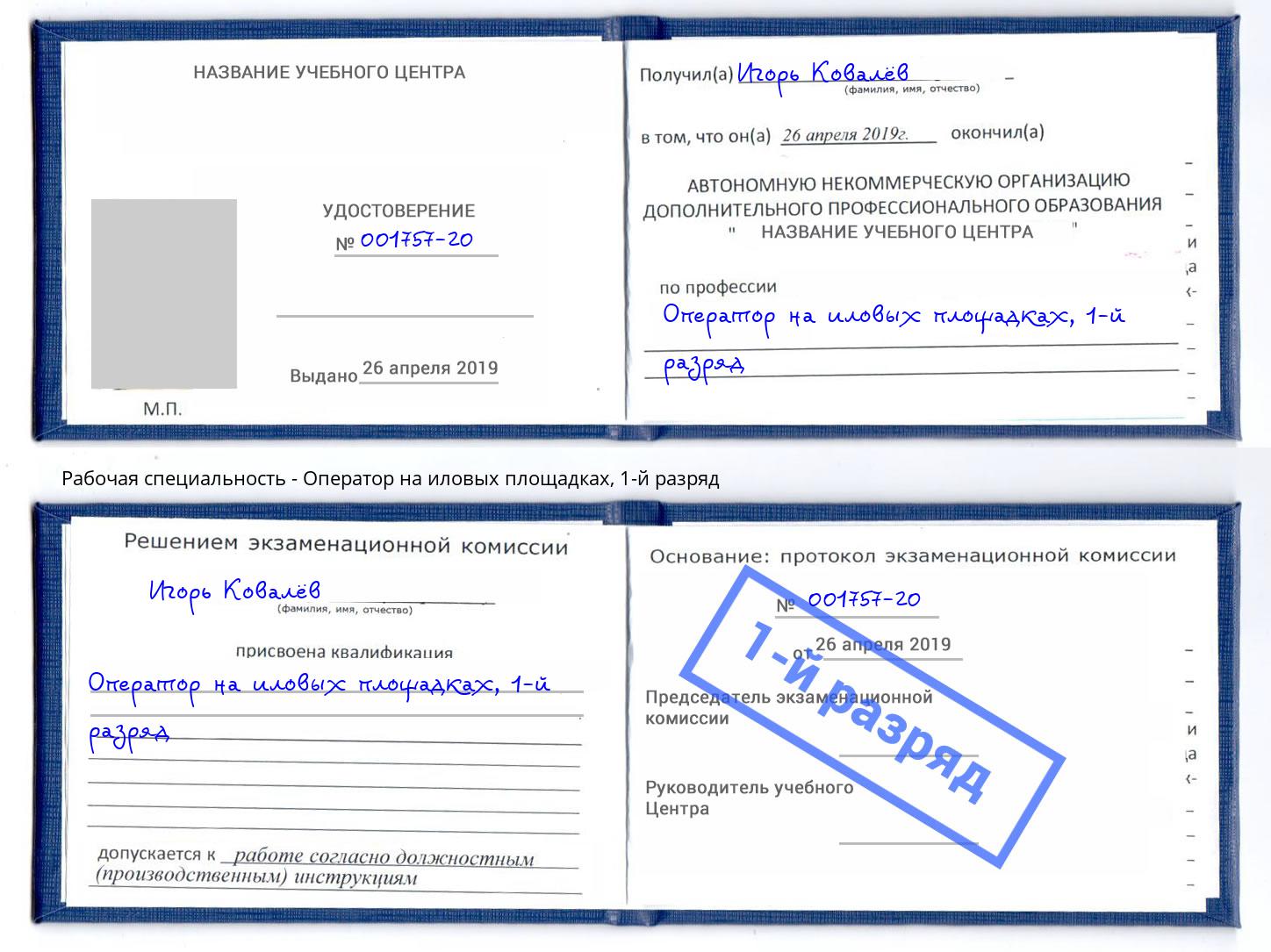 корочка 1-й разряд Оператор на иловых площадках Балахна