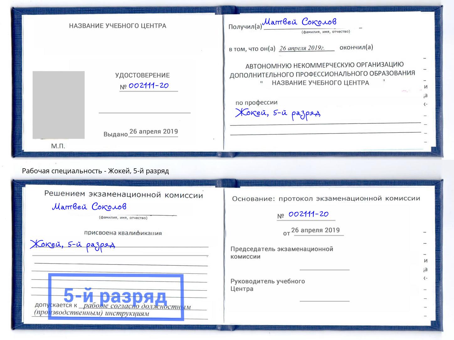 корочка 5-й разряд Жокей Балахна