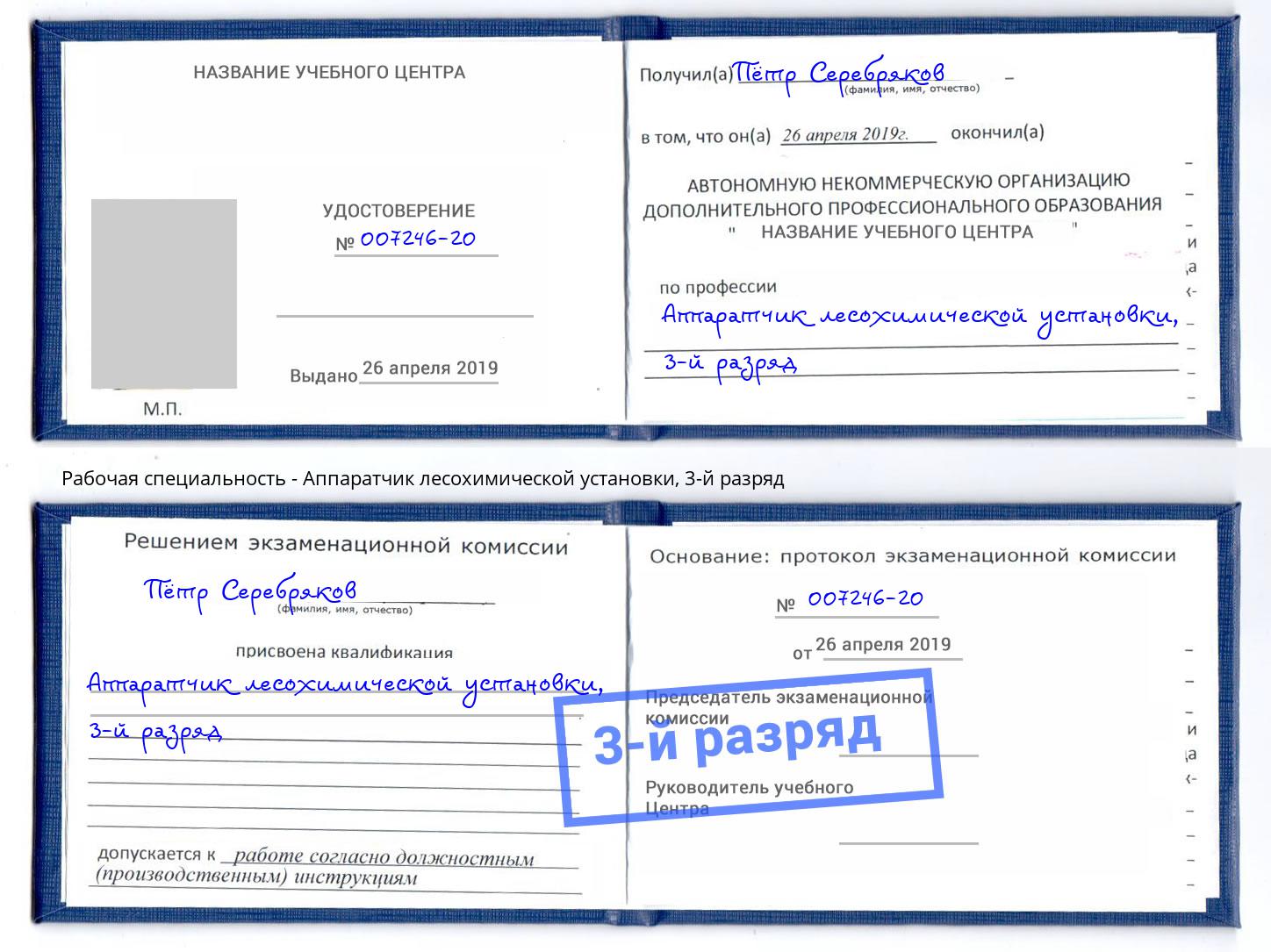 корочка 3-й разряд Аппаратчик лесохимической установки Балахна