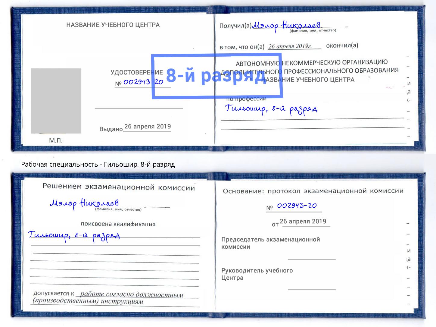 корочка 8-й разряд Гильошир Балахна